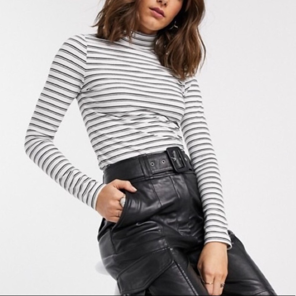 ASOS white/black striped longsleeve turtleneck